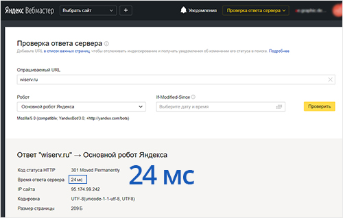 Время ответа сервера, ВебМастер